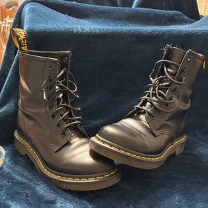 Dr. Martens Black Boots with Yellow Stitching